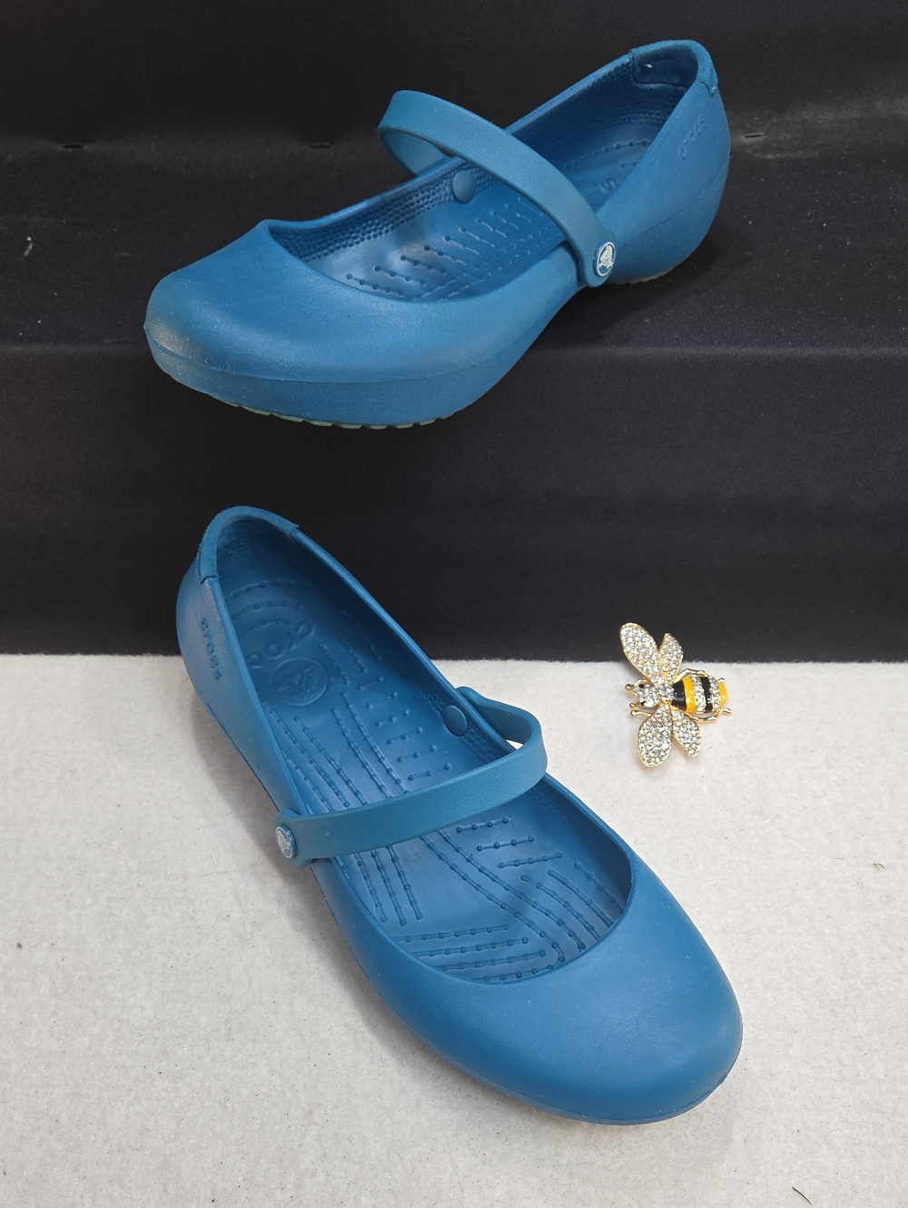 Crocs Women's Alice Mary Jane Flats in the Peacock Blue